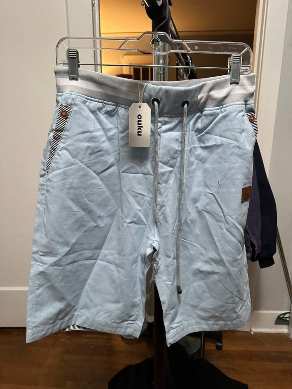Men's Light Blue Drawstring Shorts